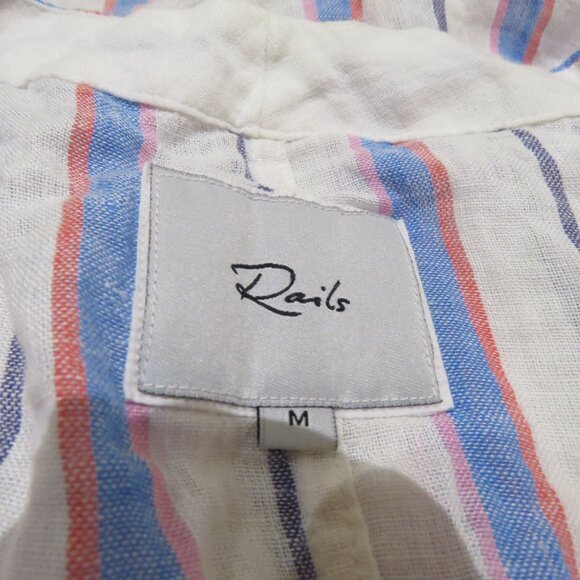RAILS Thea Top in Tahiti Stripe Linen Blend Oversized Gauzy Boho Beachy - Size M - Picture 12 of 13